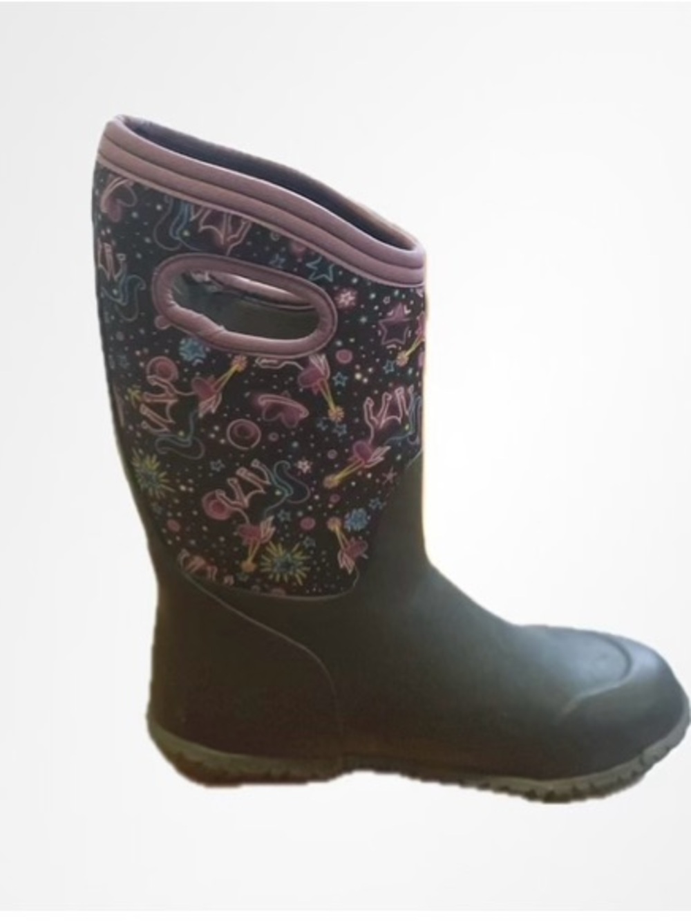 Bogs Kids Black Rain Boots with Unicorn Print